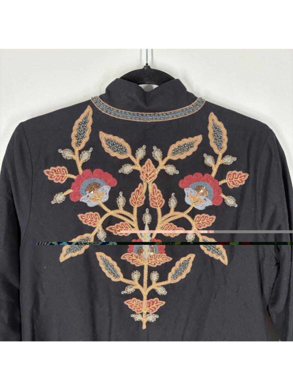 Soft Surroundings Womn S Black Boho Floral Embroidered Beaded Alamosa Jacket NWT - Picture 15 of 15